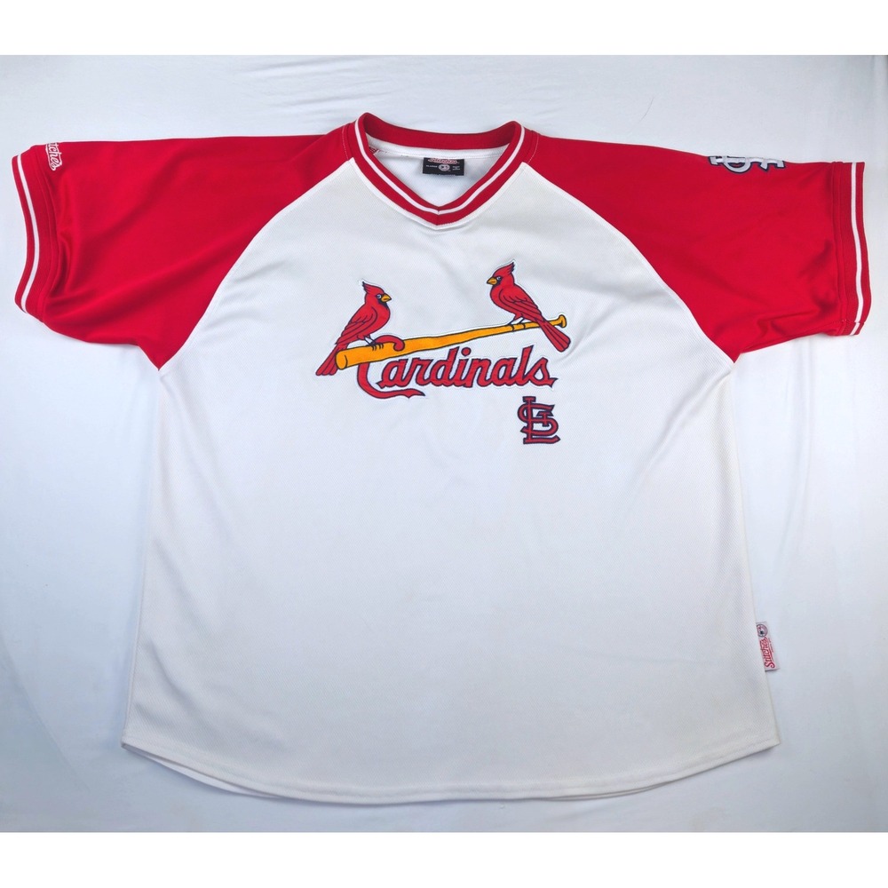 Mens St Louis Cardinals MLB Baseball Jersey Stitches White Red XL Raglan Mesh